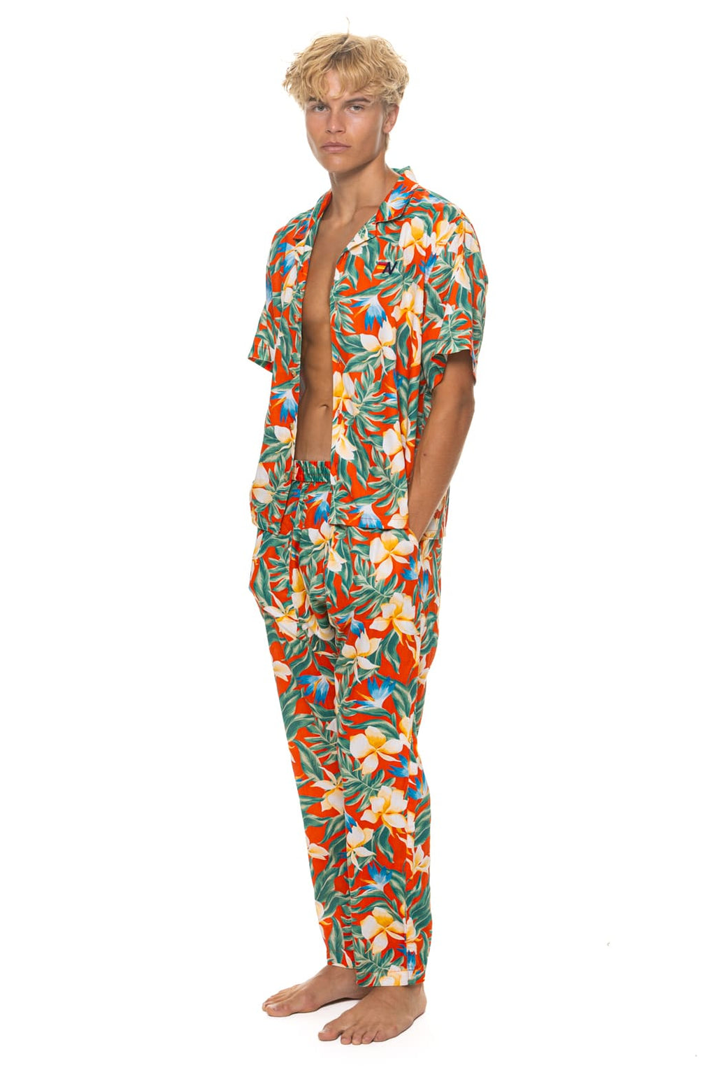 UNISEX COTTON LUXE POPLIN RELAXED PANT - RED KAUAI