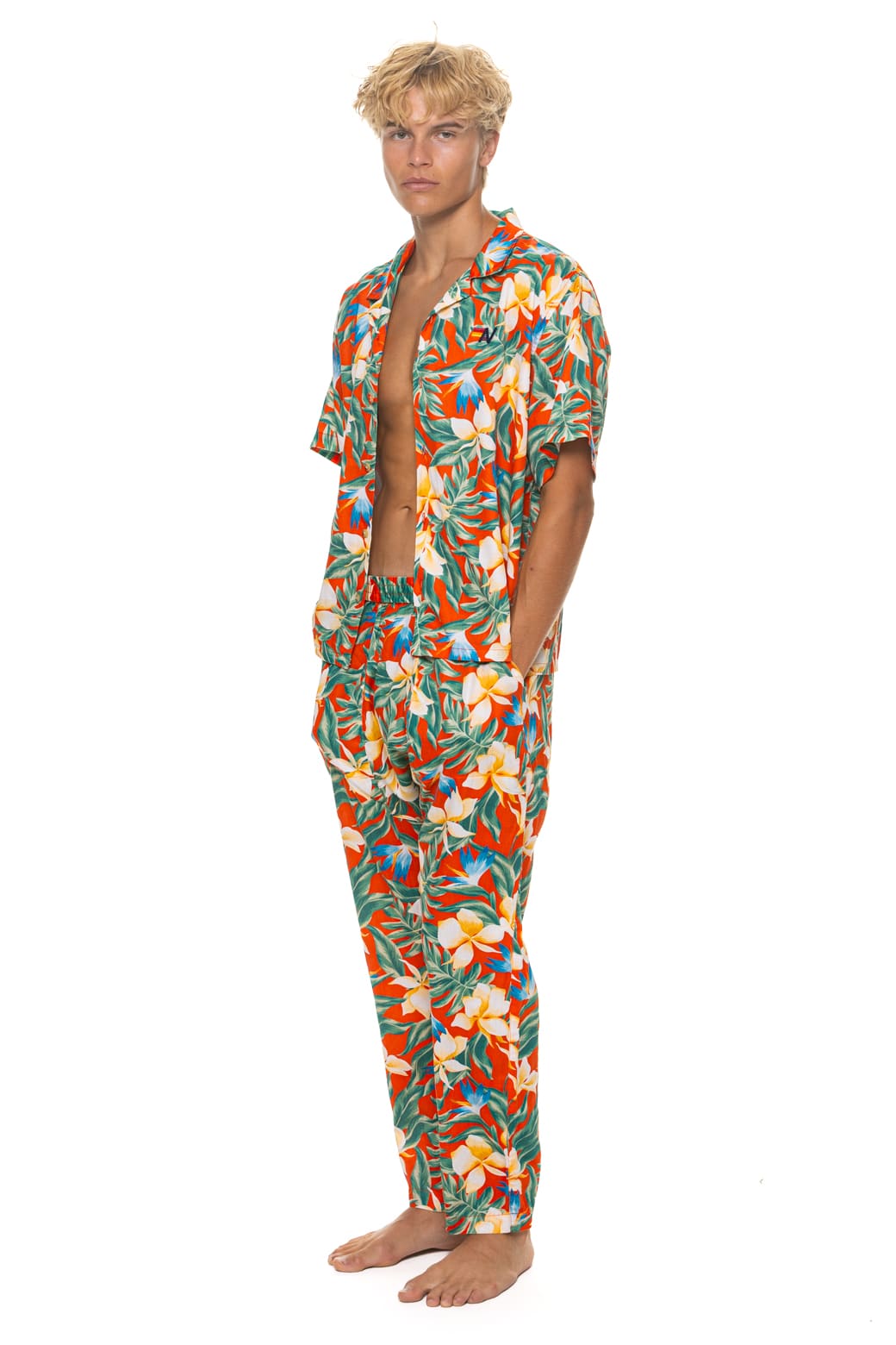 UNISEX COTTON LUXE POPLIN RELAXED PANT - RED KAUAI