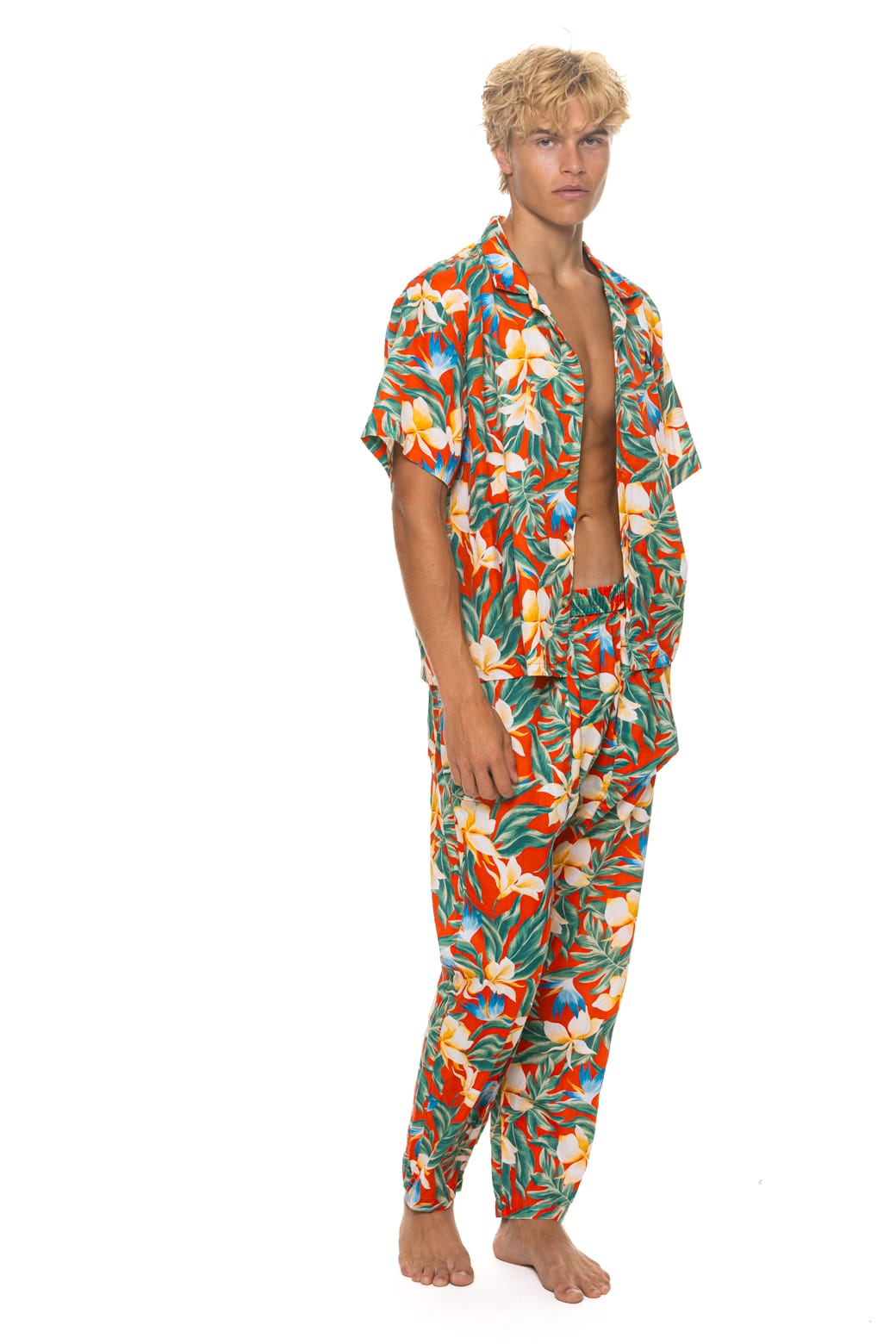 UNISEX COTTON LUXE POPLIN RELAXED PANT - RED KAUAI