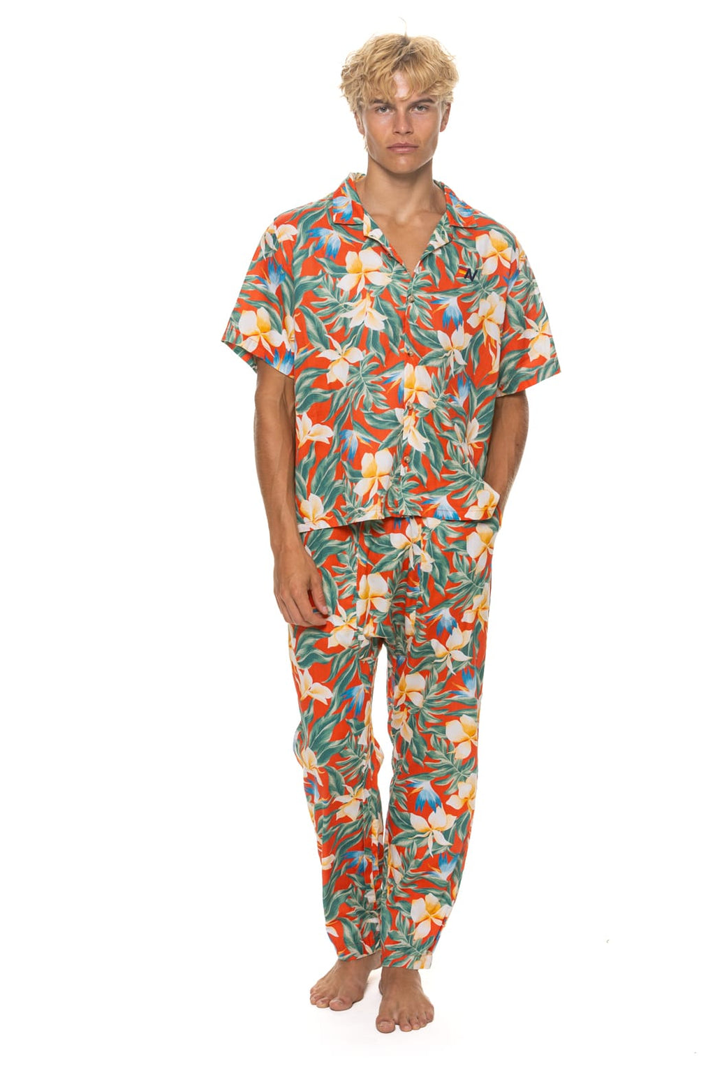 UNISEX COTTON LUXE POPLIN RELAXED PANT - RED KAUAI