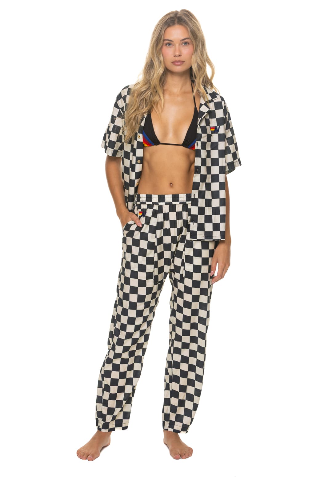 UNISEX COTTON LUXE POPLIN RELAXED PANT - VINTAGE BLACK CHECKERED