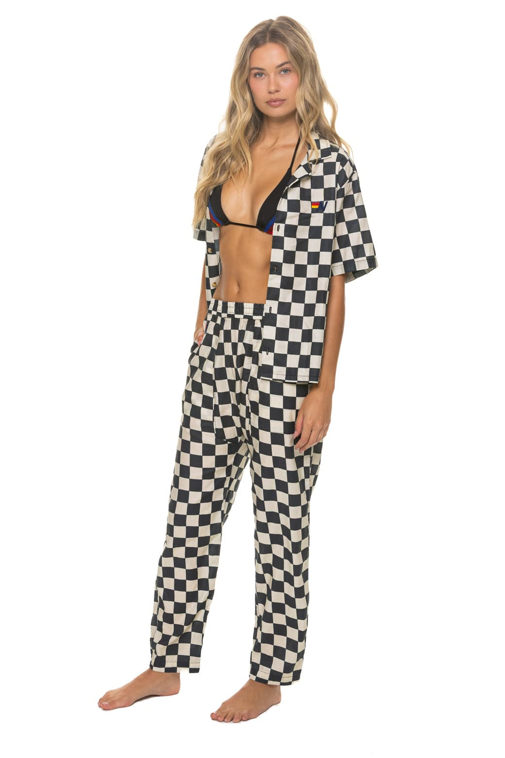 UNISEX COTTON LUXE POPLIN RELAXED PANT - VINTAGE BLACK CHECKERED