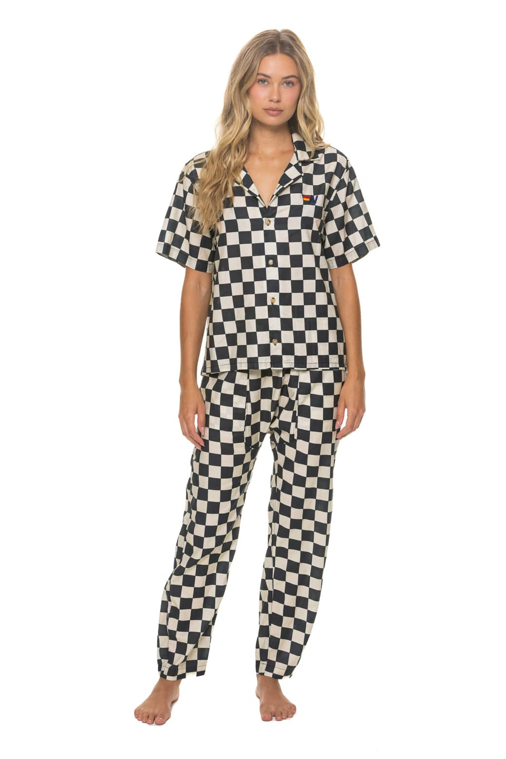 UNISEX COTTON LUXE POPLIN RELAXED PANT - VINTAGE BLACK CHECKERED