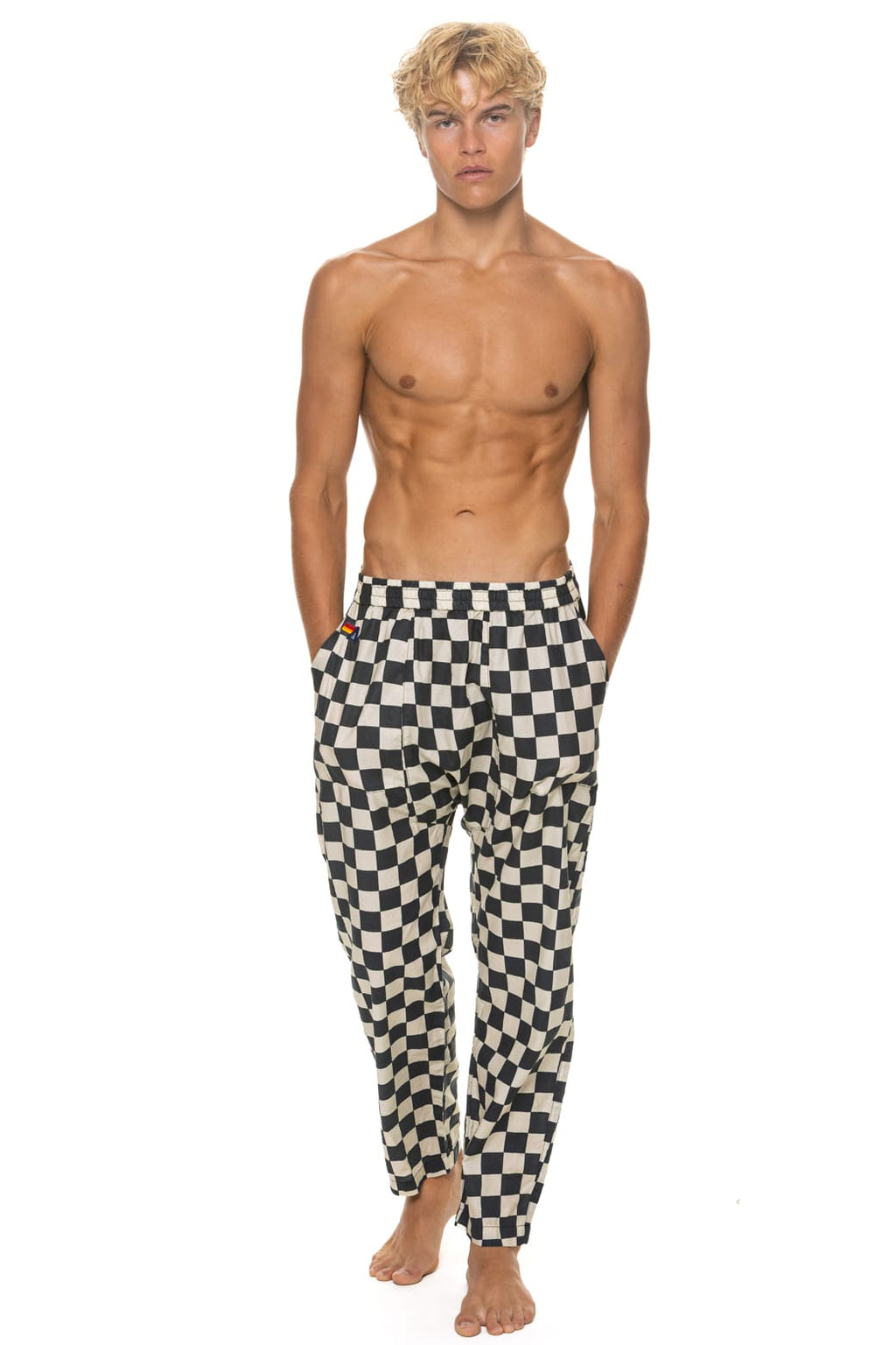 UNISEX COTTON LUXE POPLIN RELAXED PANT - VINTAGE BLACK CHECKERED