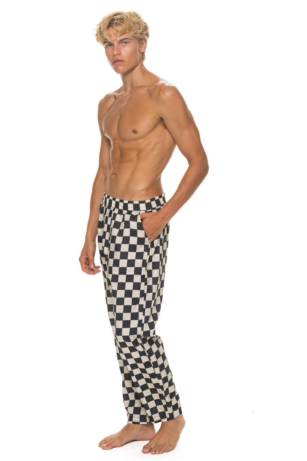 UNISEX COTTON LUXE POPLIN RELAXED PANT - VINTAGE BLACK CHECKERED