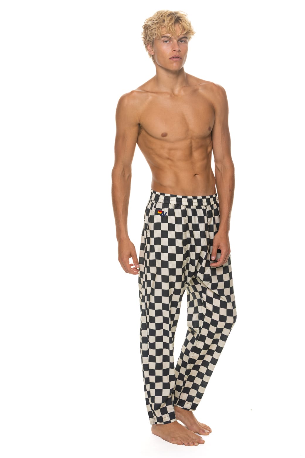 UNISEX COTTON LUXE POPLIN RELAXED PANT - VINTAGE BLACK CHECKERED