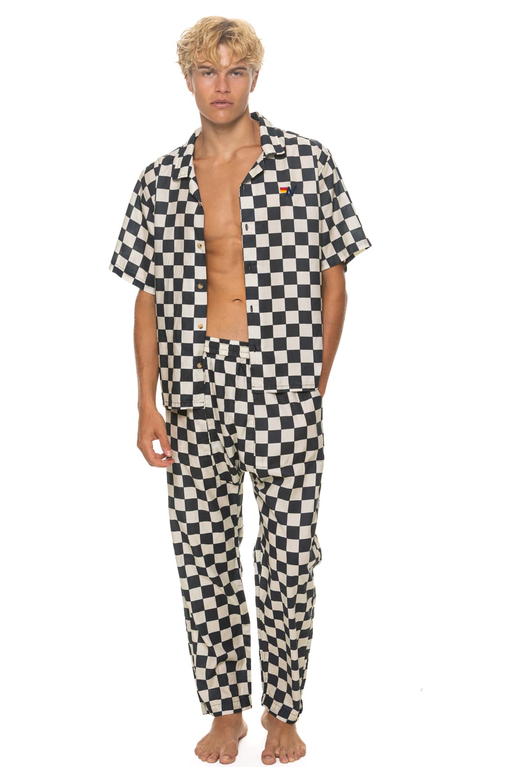 UNISEX COTTON LUXE POPLIN RELAXED PANT - VINTAGE BLACK CHECKERED