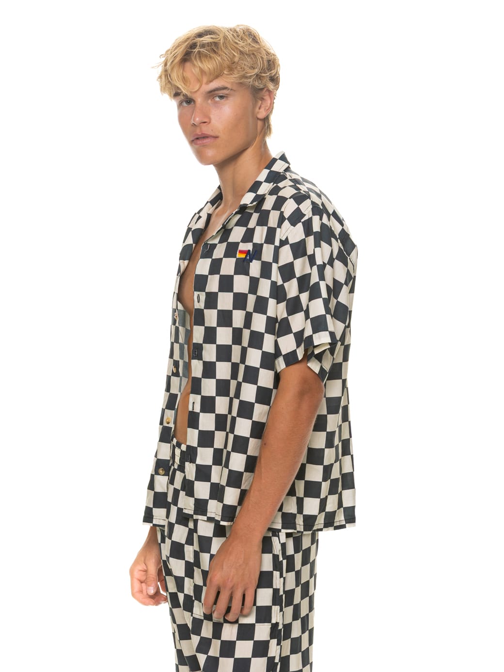 UNISEX COTTON LUXE POPLIN RESORT SHIRT - VINTAGE BLACK CHECKERED