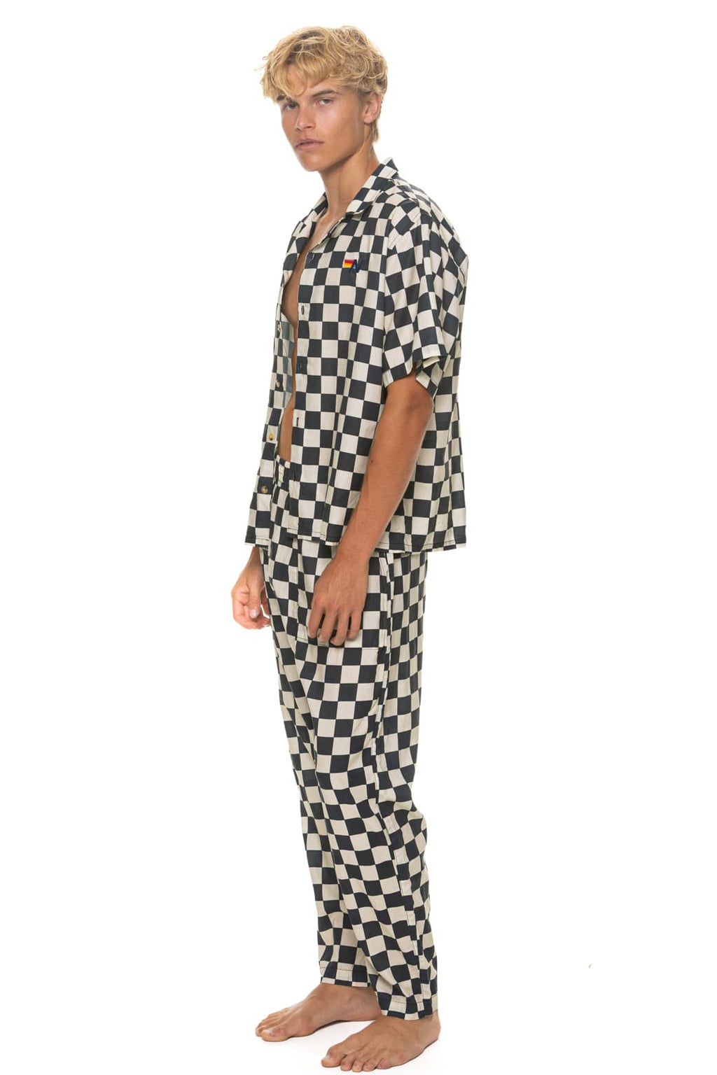 UNISEX COTTON LUXE POPLIN RELAXED PANT - VINTAGE BLACK CHECKERED