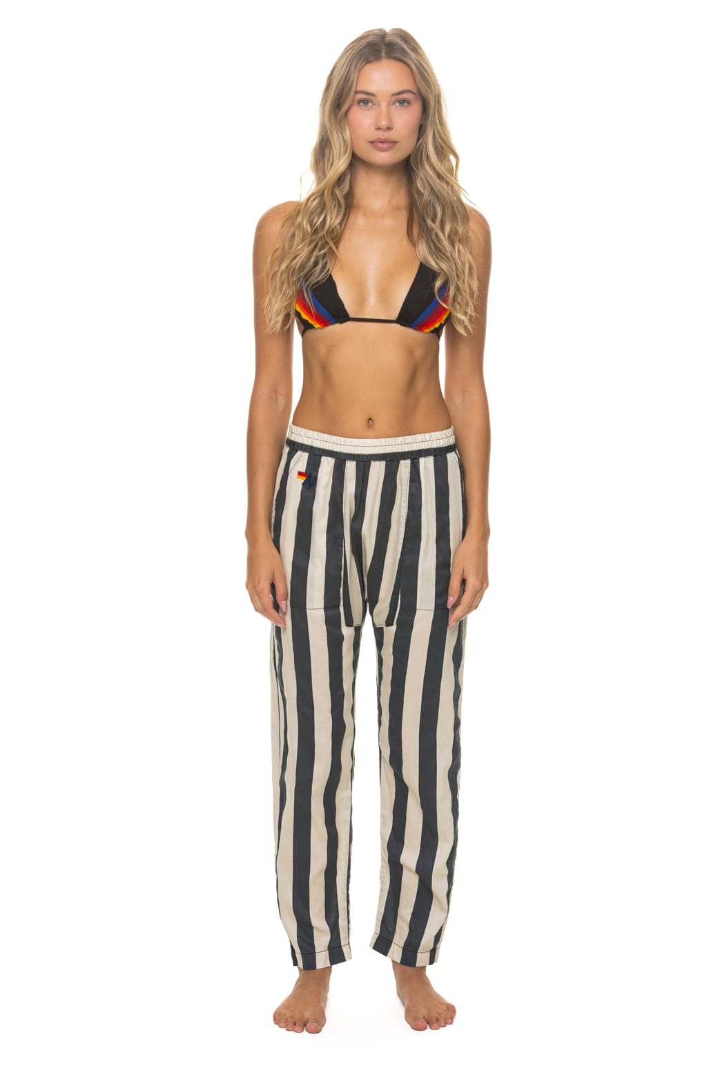 UNISEX COTTON LUXE POPLIN RELAXED PANT - VINTAGE BLACK STRIPE