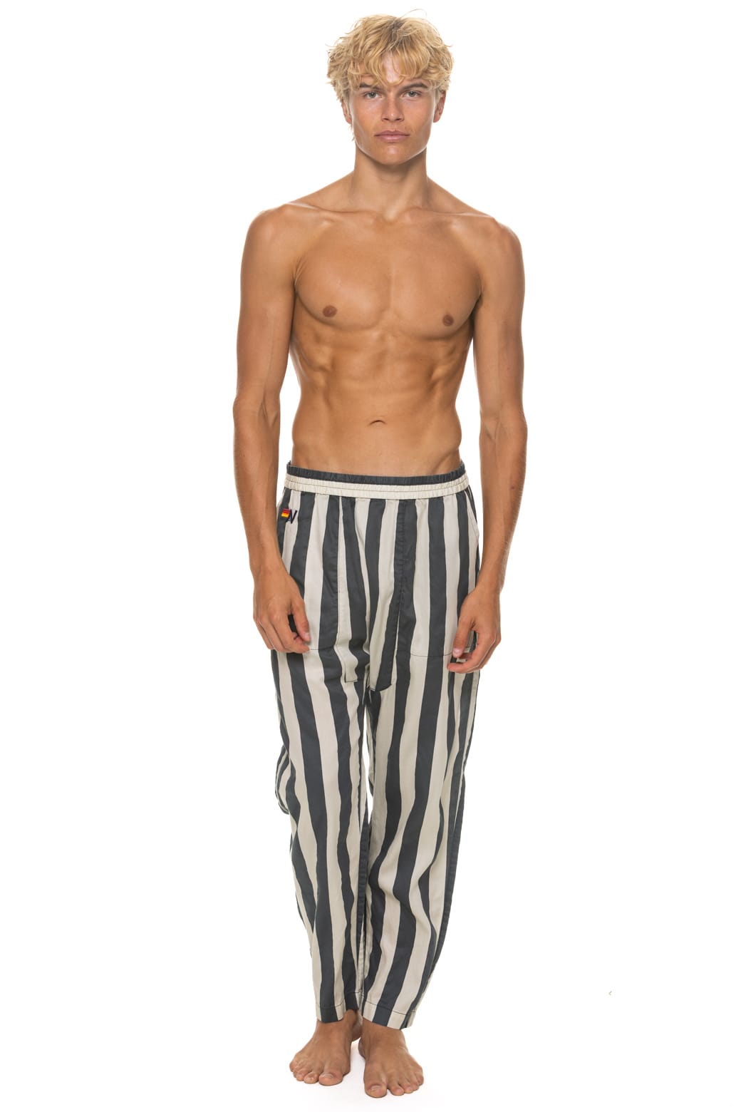 UNISEX COTTON LUXE POPLIN RELAXED PANT - VINTAGE BLACK STRIPE