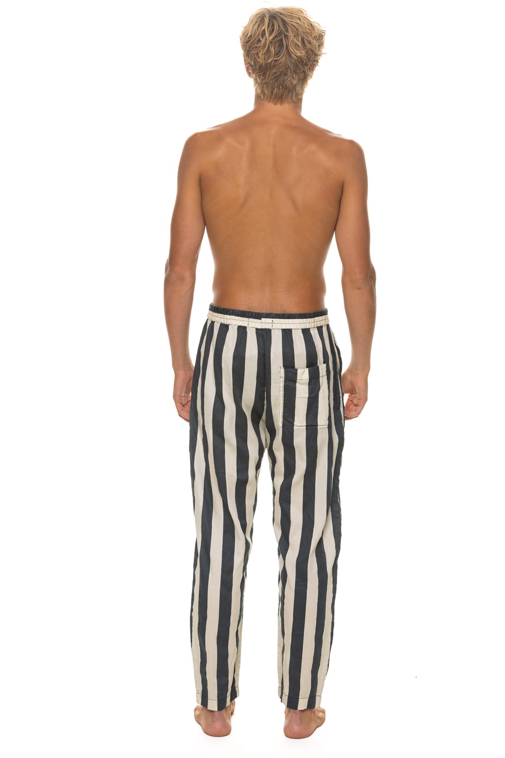 UNISEX COTTON LUXE POPLIN RELAXED PANT - VINTAGE BLACK STRIPE