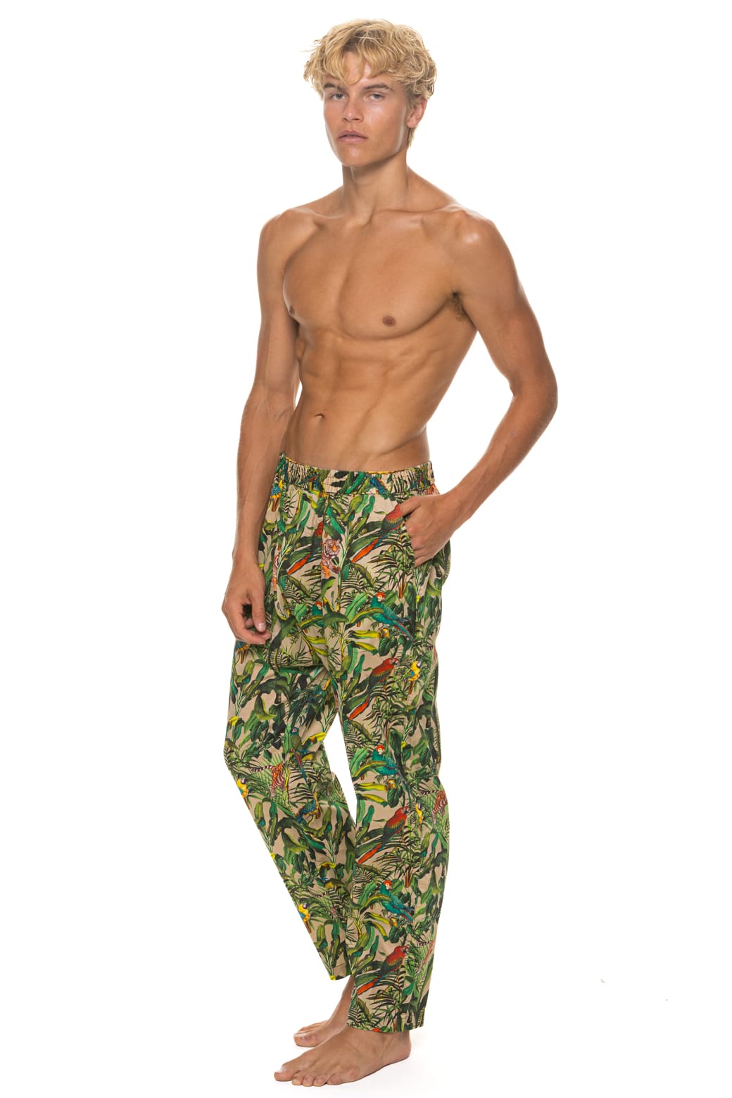 UNISEX COTTON LUXE POPLIN RELAXED PANT - VINTAGE WHITE JUNGLE