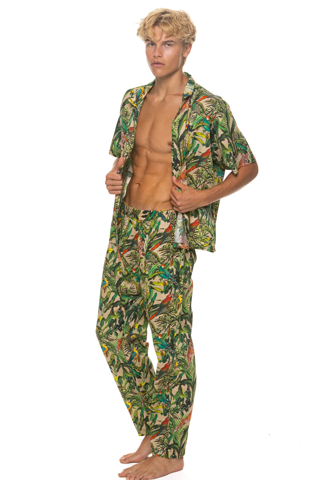 UNISEX COTTON LUXE POPLIN RELAXED PANT - VINTAGE WHITE JUNGLE