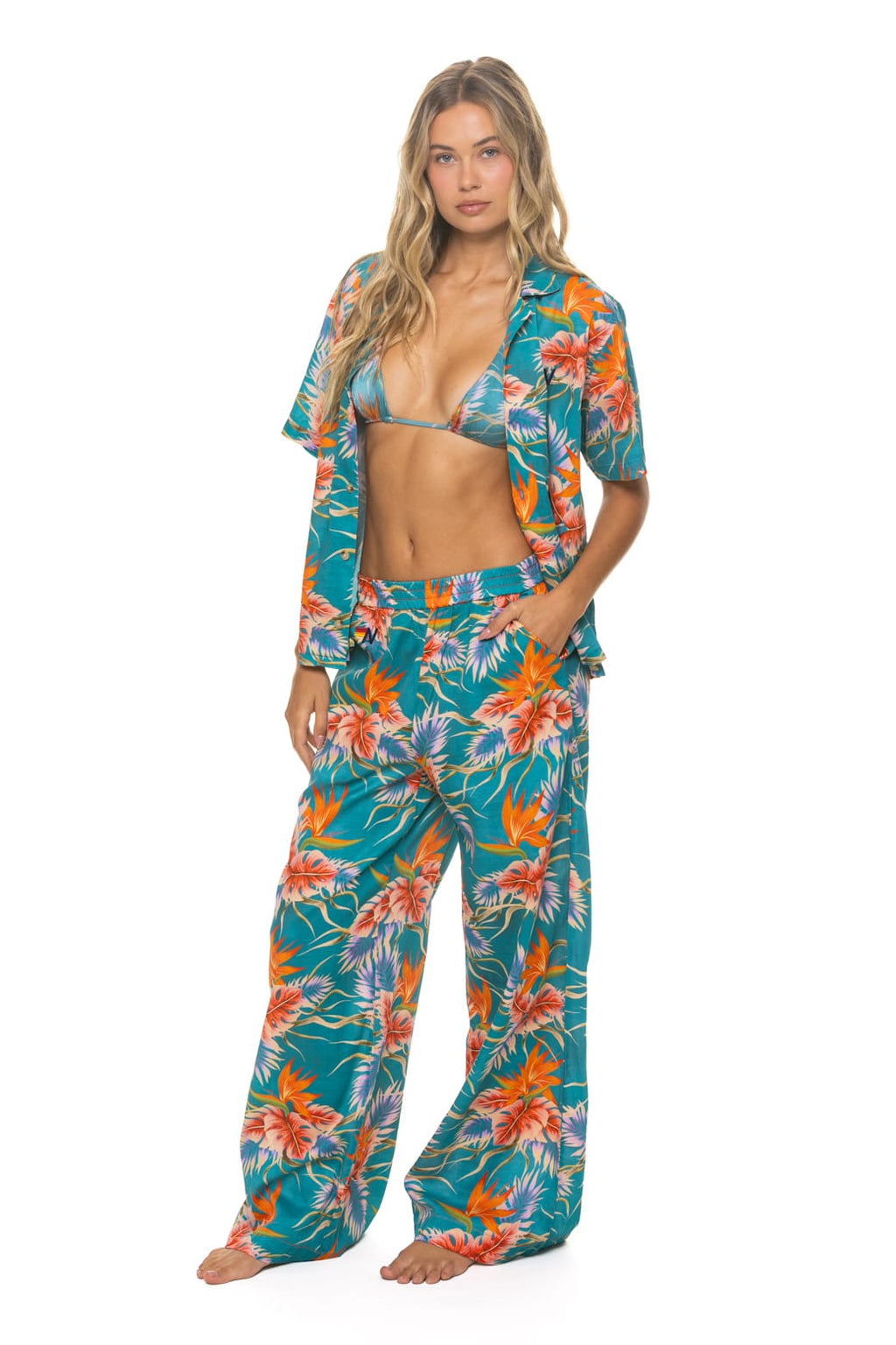 UNISEX COTTON LUXE POPLIN RESORT SHIRT - BLUE HAWAII