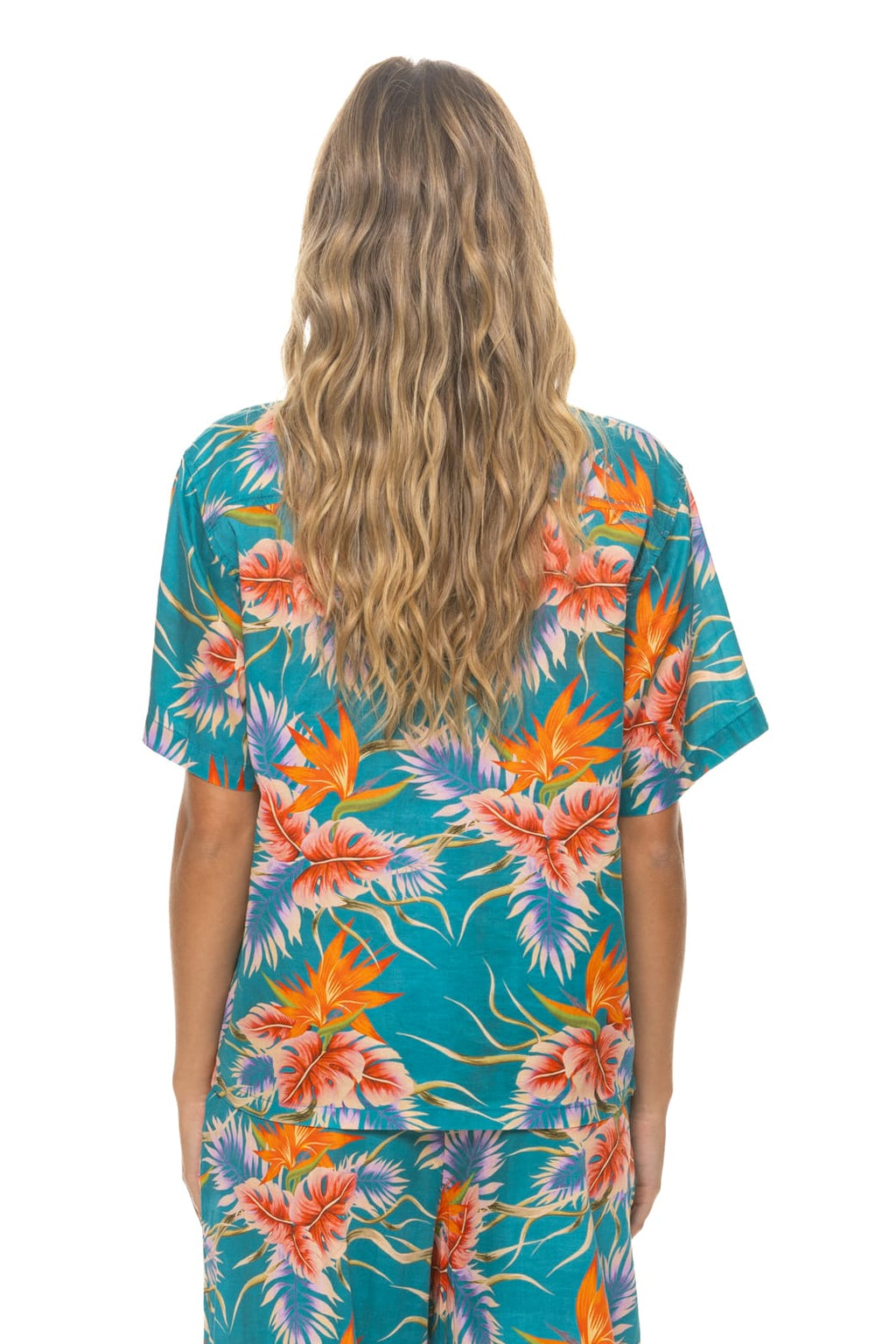 UNISEX COTTON LUXE POPLIN RESORT SHIRT - BLUE HAWAII
