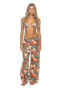 WOMENS COTTON LUXE POPLIN WIDE LEG PANT - RED KAUAI