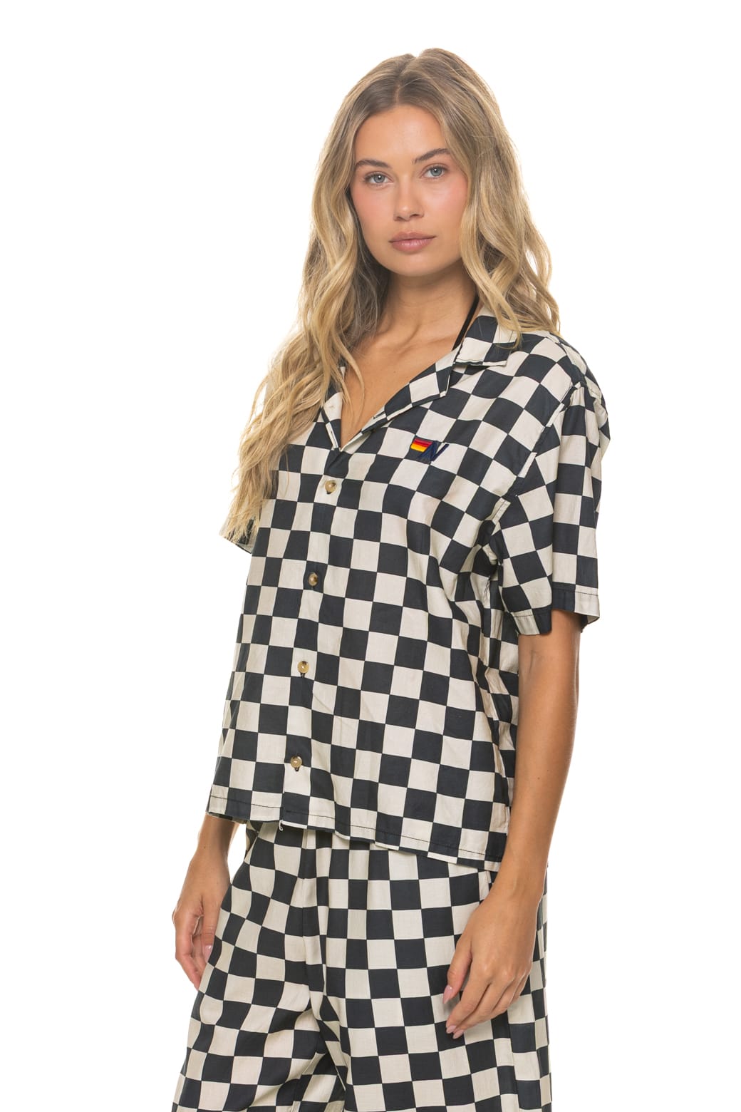 UNISEX COTTON LUXE POPLIN RESORT SHIRT - VINTAGE BLACK CHECKERED