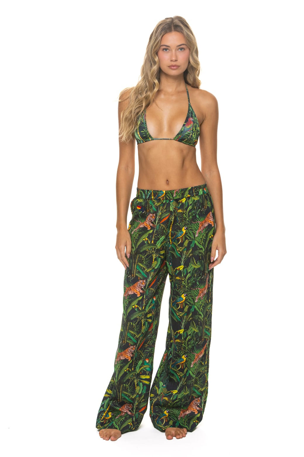 WOMENS COTTON LUXE POPLIN WIDE LEG PANT - VINTAGE BLACK JUNGLE
