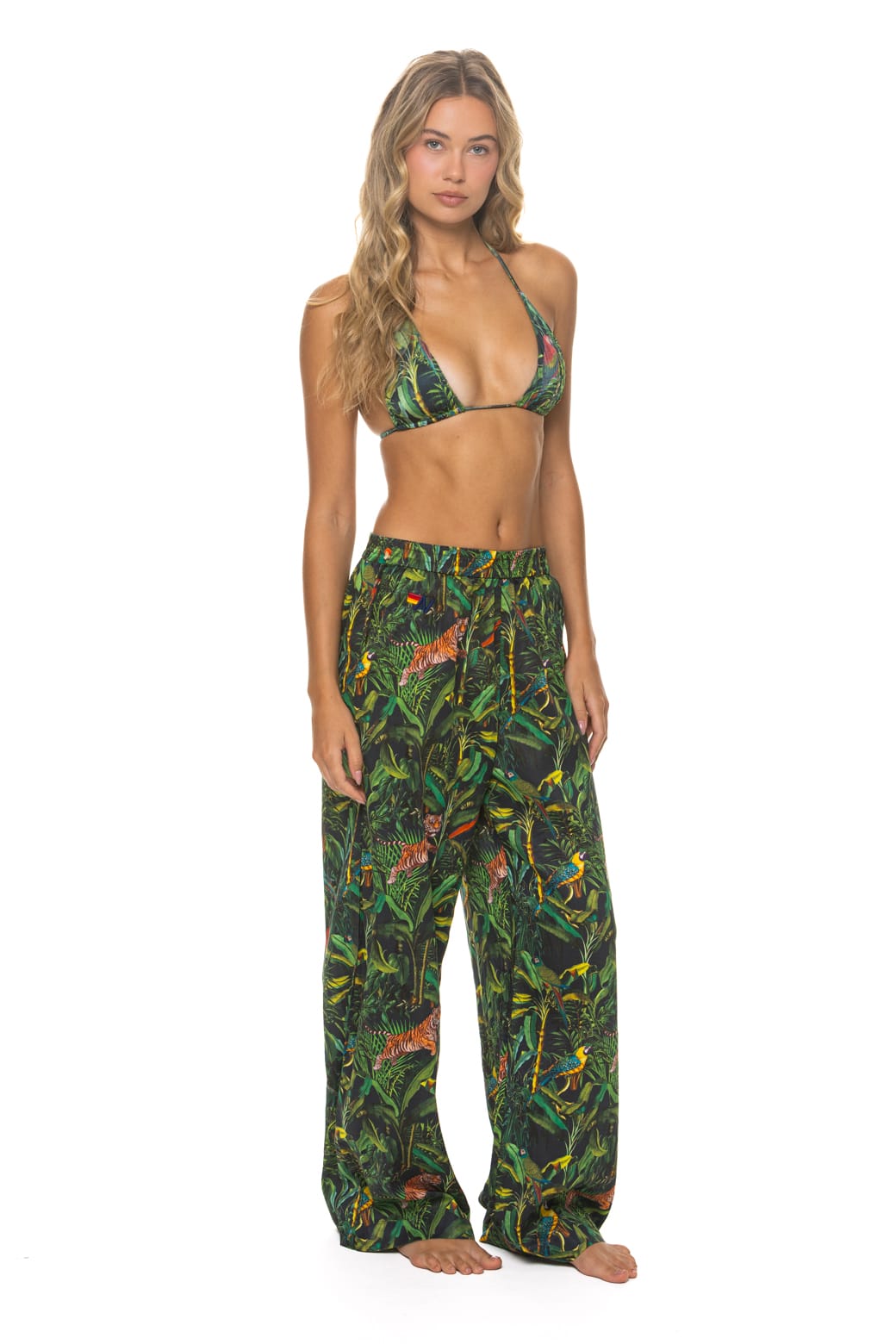 WOMENS COTTON LUXE POPLIN WIDE LEG PANT - VINTAGE BLACK JUNGLE