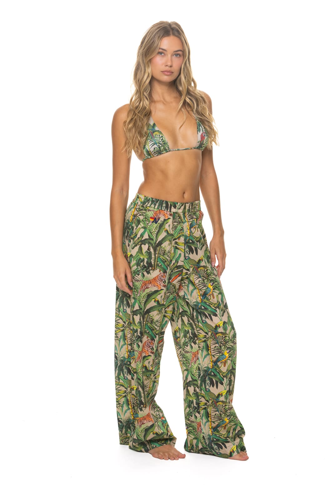 WOMENS COTTON LUXE POPLIN WIDE LEG PANT - VINTAGE WHITE JUNGLE