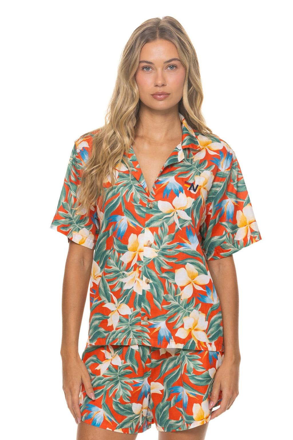 WOMENS COTTON LUXE POPLIN SHORT - RED KAUAI