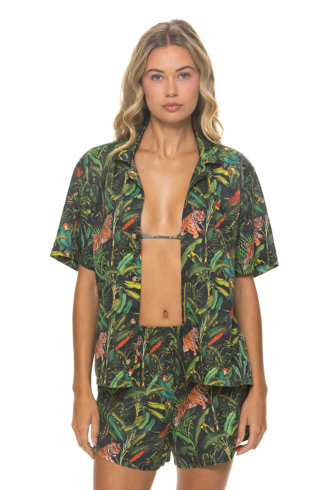 WOMENS COTTON LUXE POPLIN SHORT - VINTAGE BLACK JUNGLE