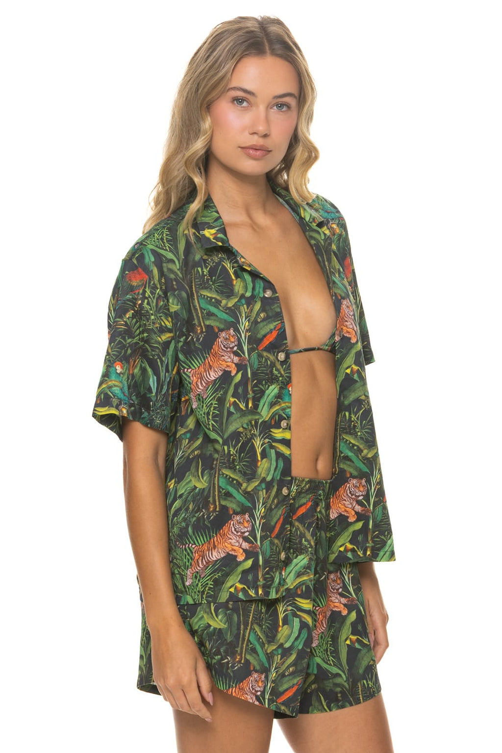 WOMENS COTTON LUXE POPLIN SHORT - VINTAGE BLACK JUNGLE