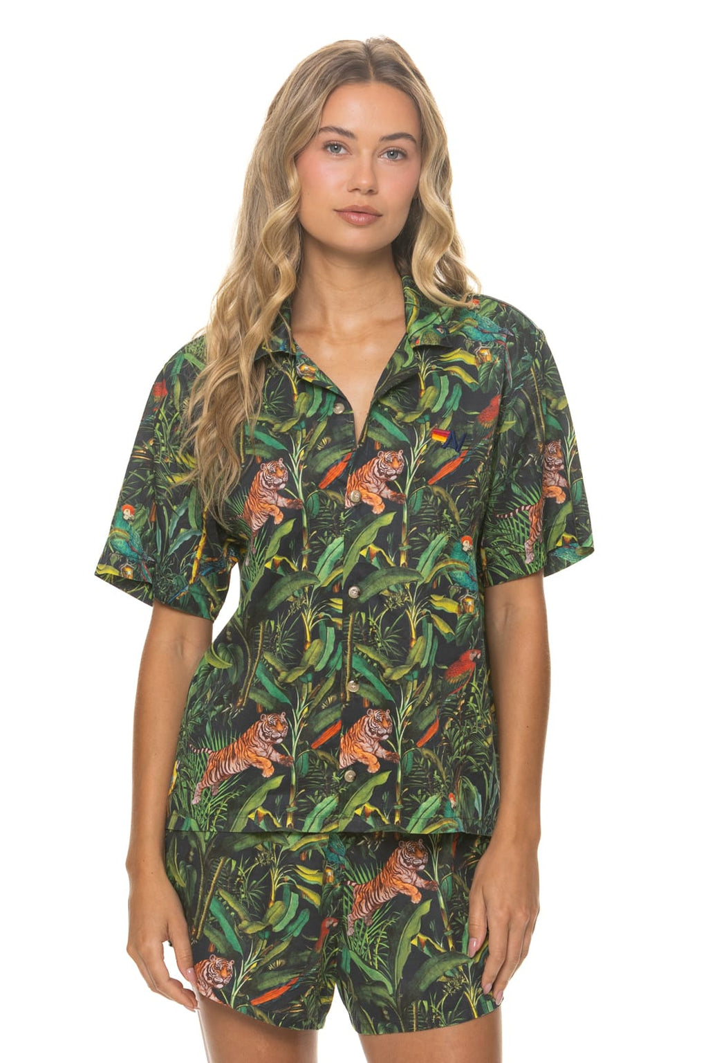 WOMENS COTTON LUXE POPLIN SHORT - VINTAGE BLACK JUNGLE