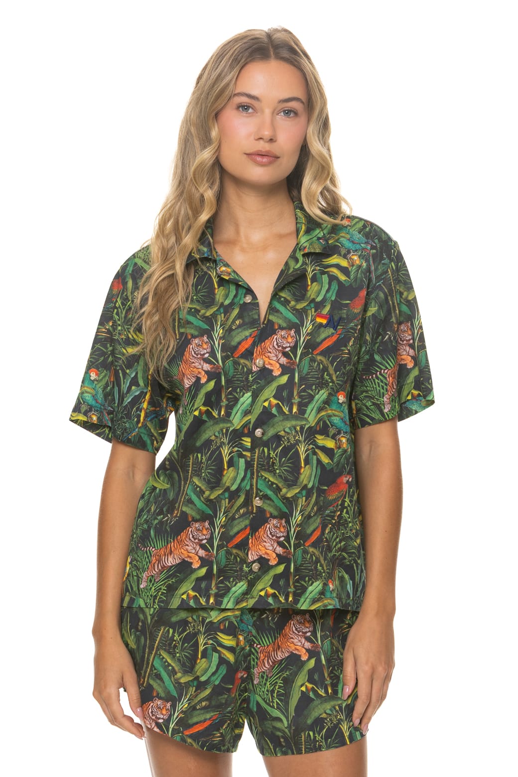WOMENS COTTON LUXE POPLIN SHORT - VINTAGE BLACK JUNGLE