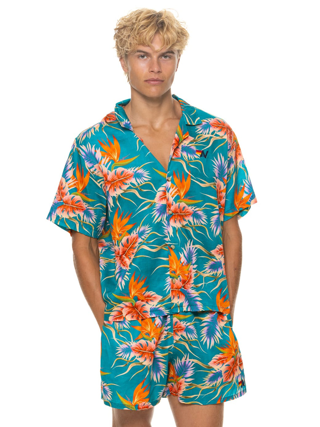 MENS COTTON LUXE POPLIN RELAXED SHORT - BLUE HAWAII