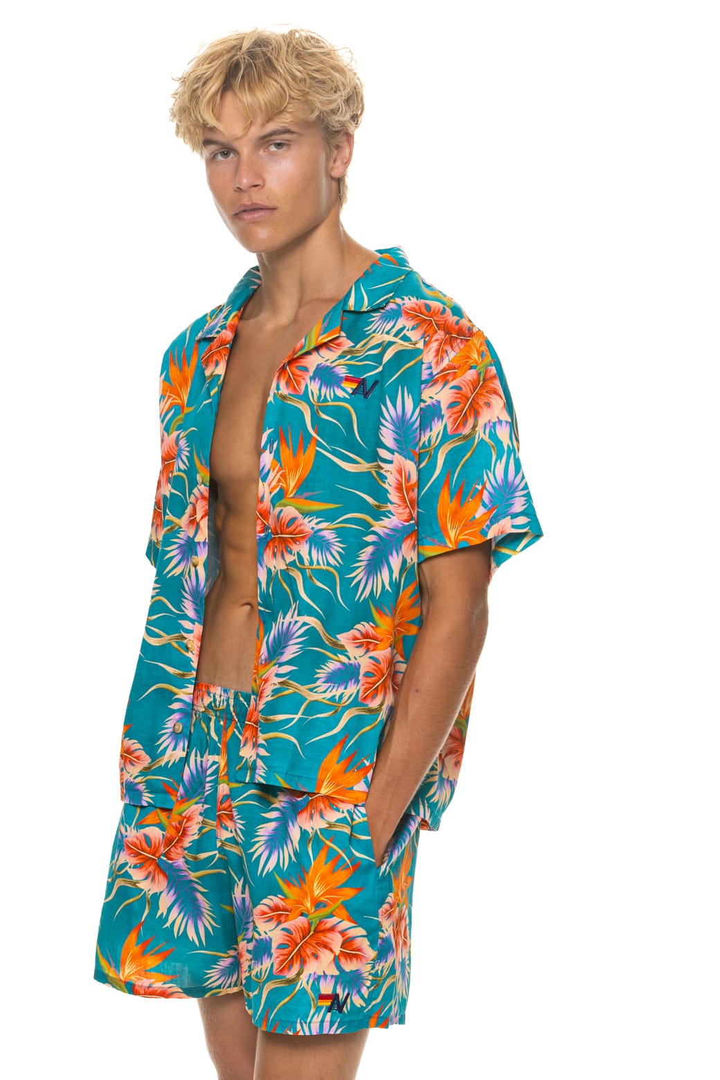 MENS COTTON LUXE POPLIN RELAXED SHORT - BLUE HAWAII