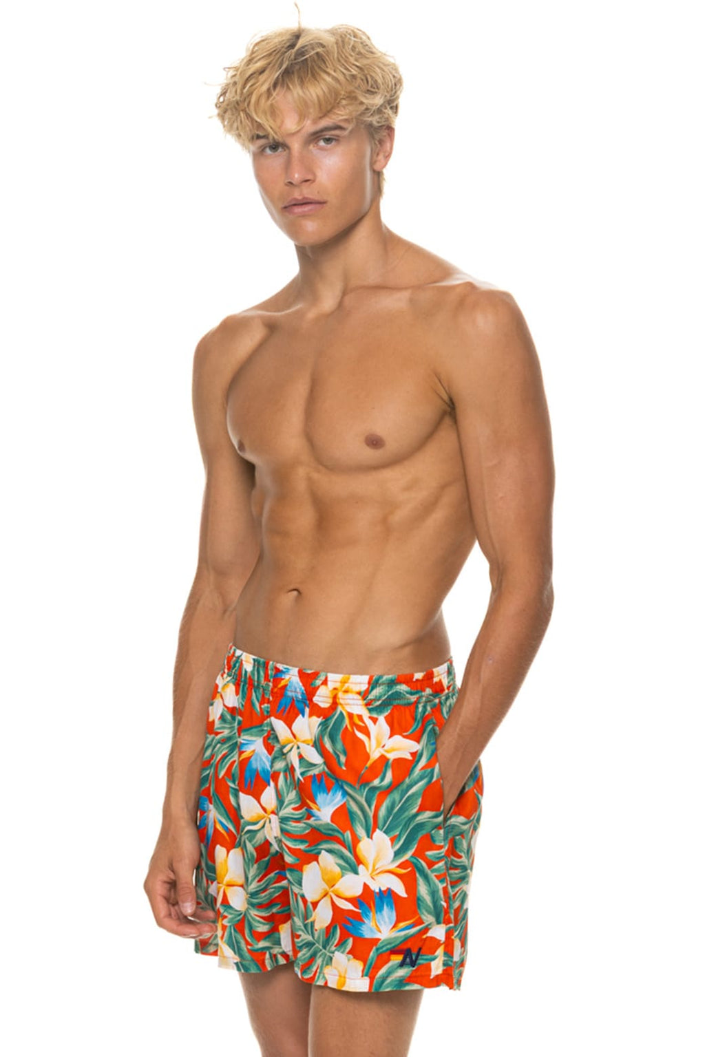 MENS COTTON LUXE POPLIN RELAXED SHORT - RED KAUAI