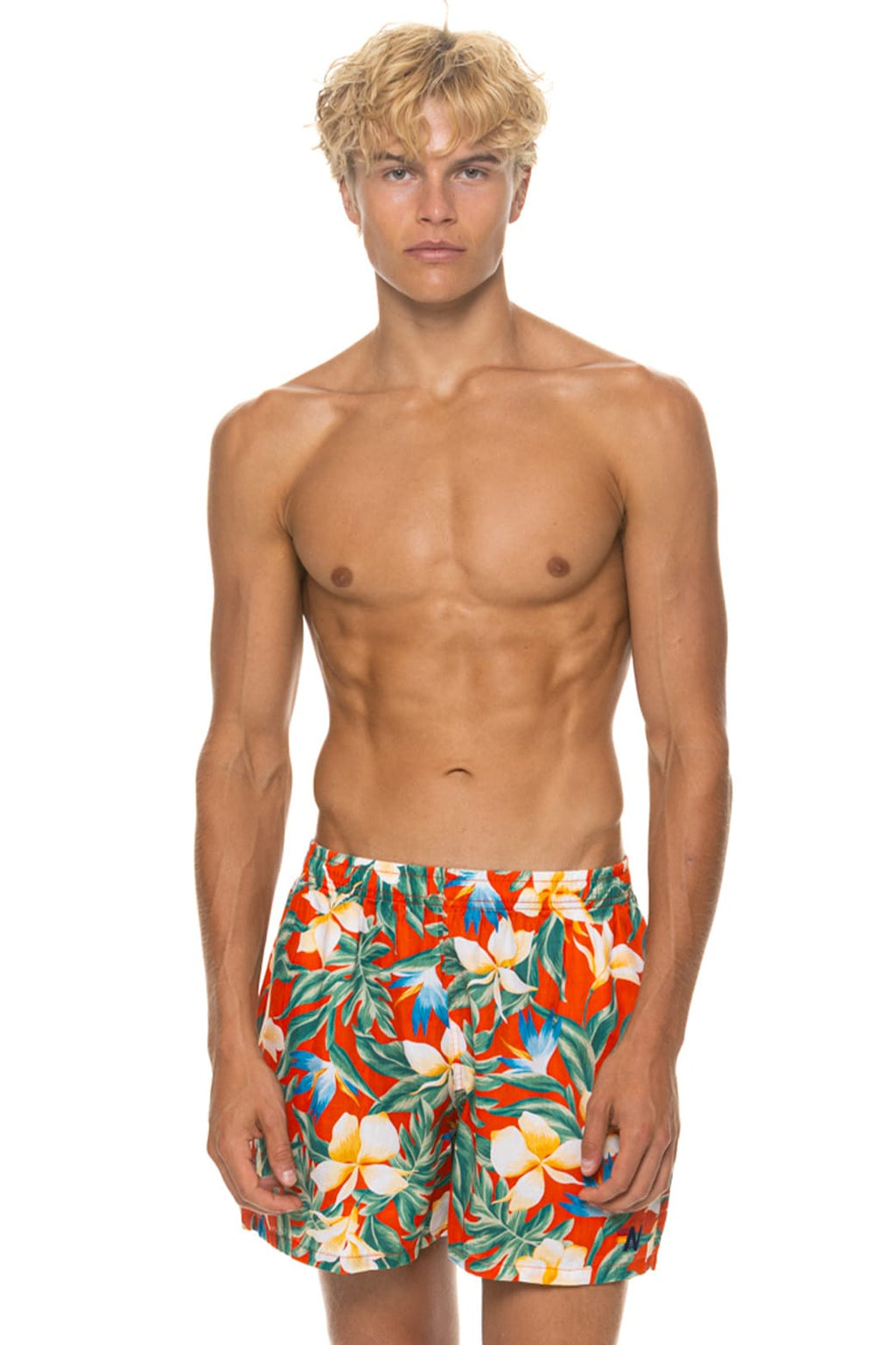 MENS COTTON LUXE POPLIN RELAXED SHORT - RED KAUAI