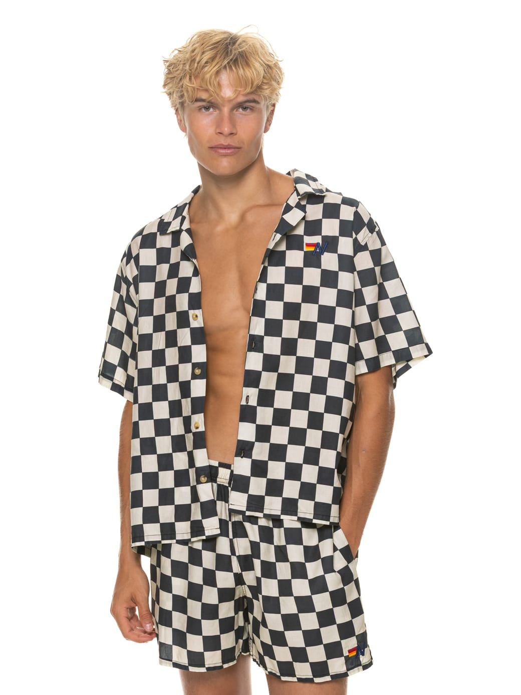 MENS COTTON LUXE POPLIN RELAXED SHORT - VINTAGE BLACK CHECK