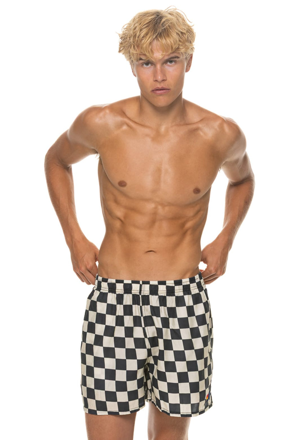 MENS COTTON LUXE POPLIN RELAXED SHORT - VINTAGE BLACK CHECK