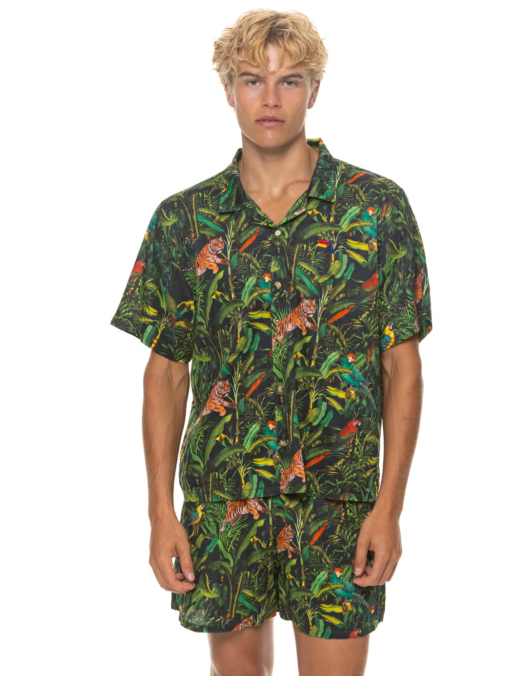 MENS COTTON LUXE POPLIN RELAXED SHORT - VINTAGE BLACK JUNGLE