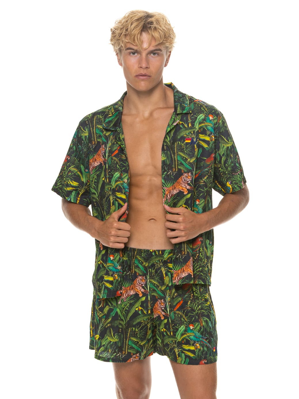 MENS COTTON LUXE POPLIN RELAXED SHORT - VINTAGE BLACK JUNGLE