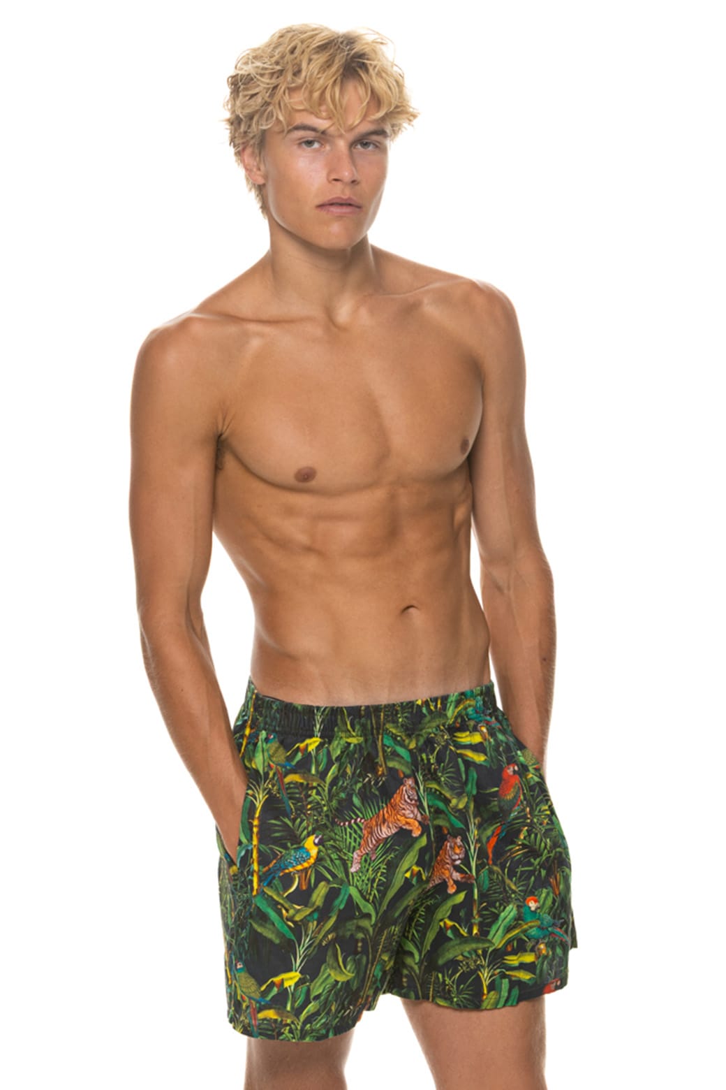 MENS COTTON LUXE POPLIN RELAXED SHORT - VINTAGE BLACK JUNGLE