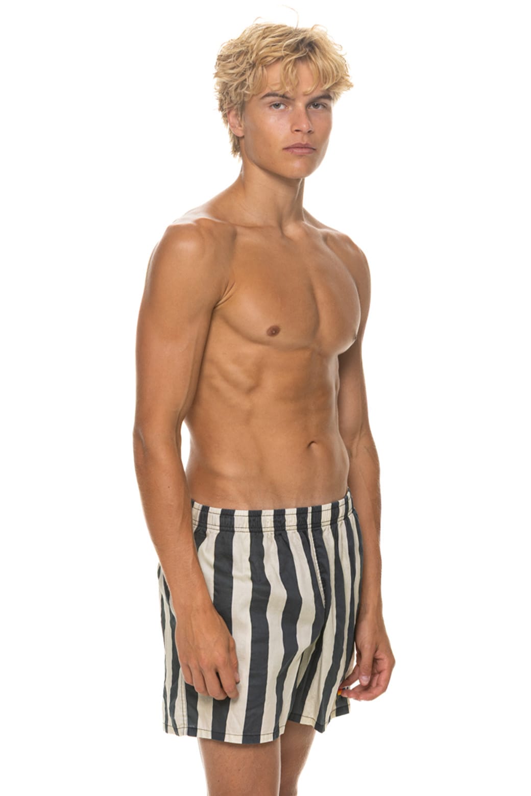 MENS COTTON LUXE POPLIN RELAXED SHORT - VINTAGE BLACK STRIPE