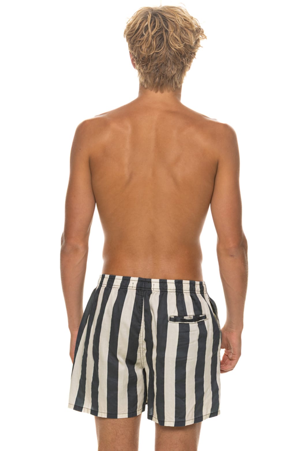MENS COTTON LUXE POPLIN RELAXED SHORT - VINTAGE BLACK STRIPE