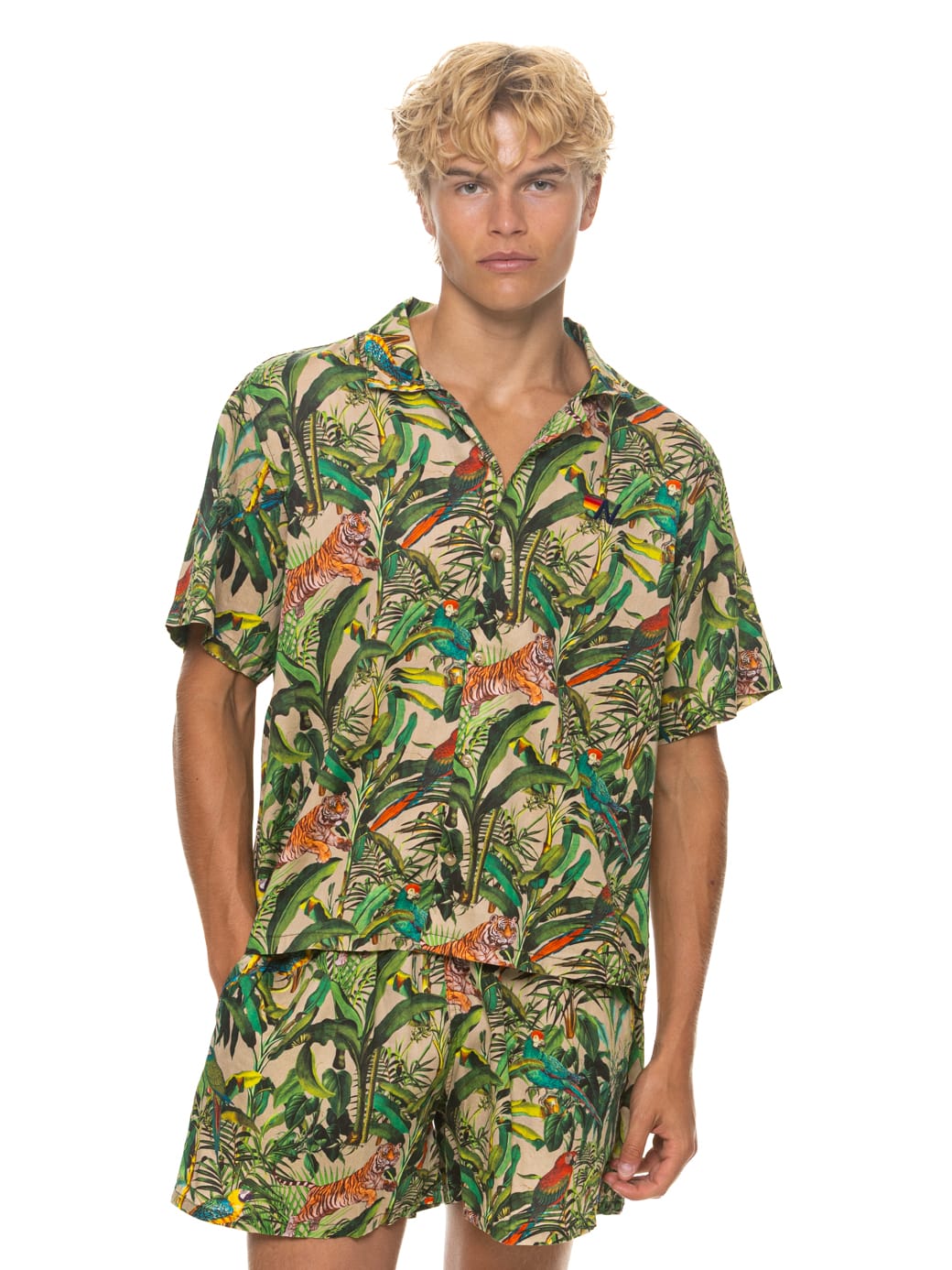 MENS COTTON LUXE POPLIN RELAXED SHORT - VINTAGE WHITE JUNGLE