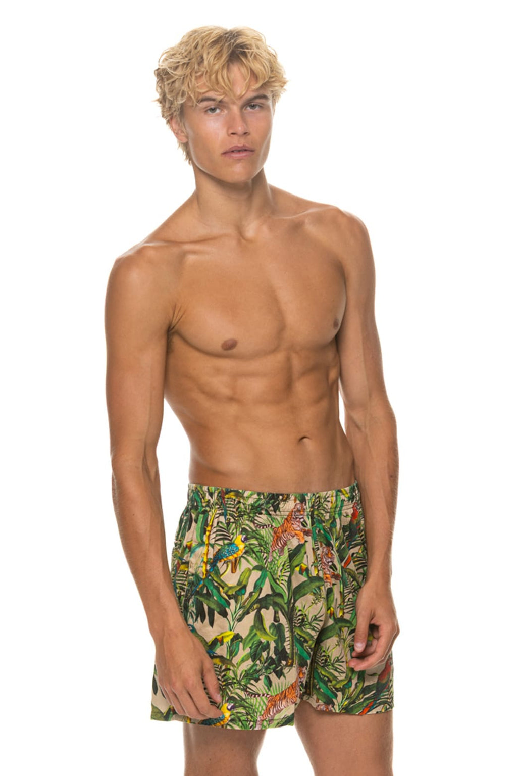 MENS COTTON LUXE POPLIN RELAXED SHORT - VINTAGE WHITE JUNGLE