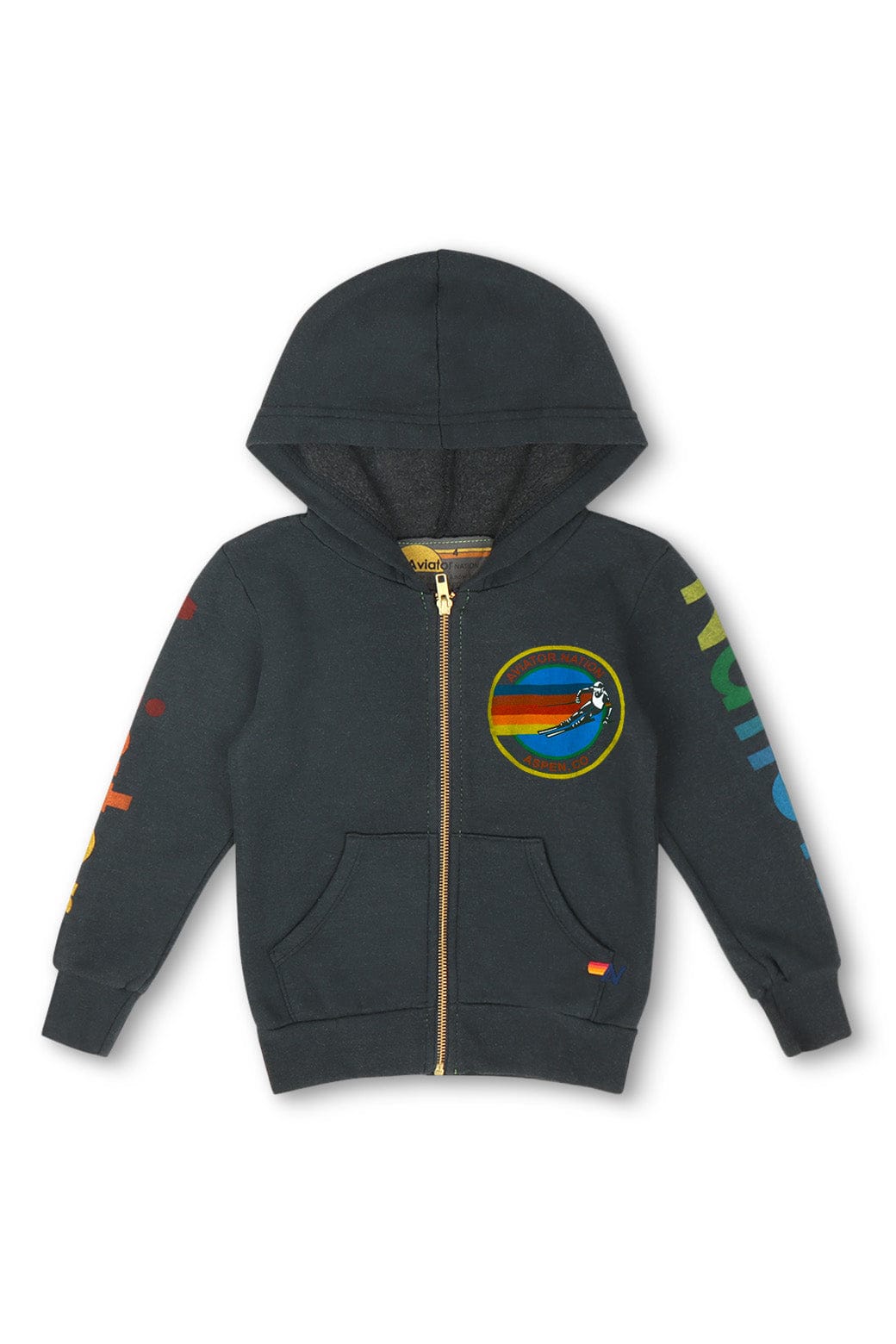 KIDS AVIATOR NATION ASPEN ZIP HOODIE - CHARCOAL