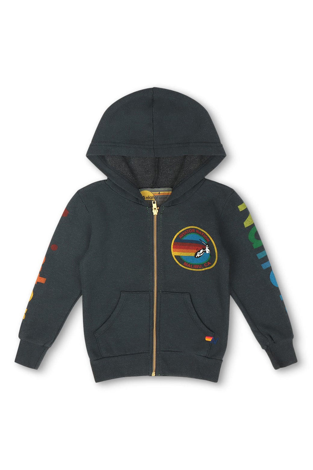 KIDS AVIATOR NATION MALIBU ZIP HOODIE - CHARCOAL