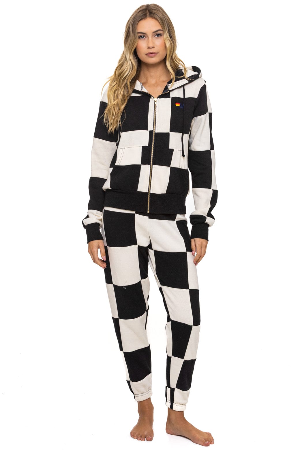 CHECK QUILTED SWEATPANTS - VINTAGE WHITE BLACK
