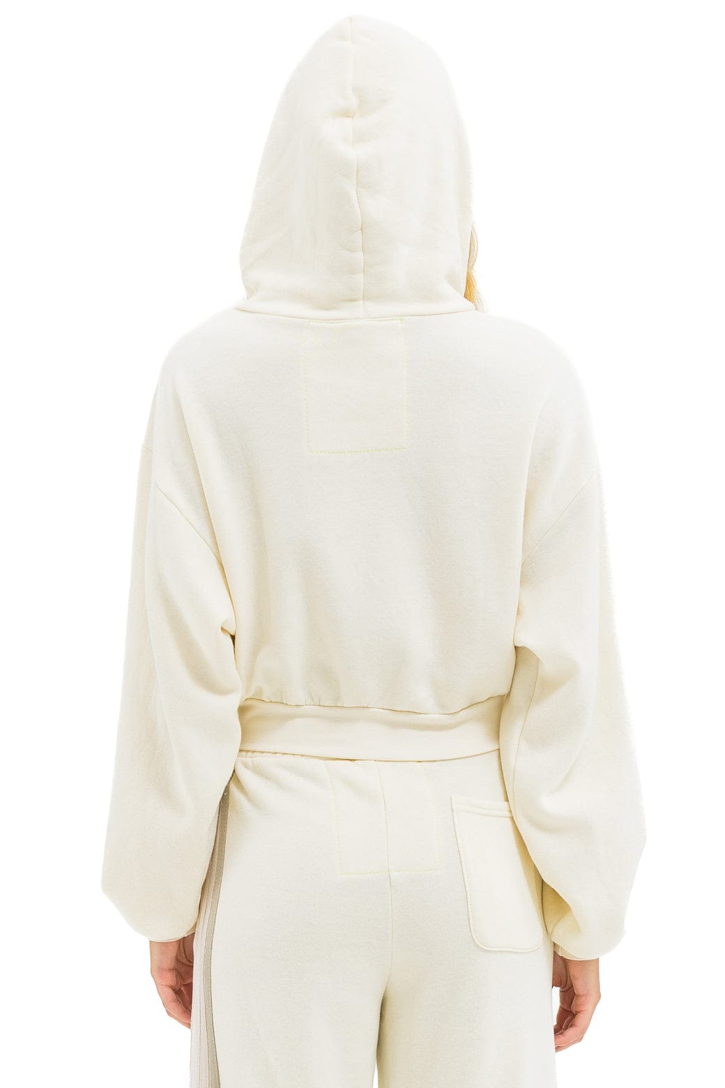 5 STRIPE CROPPED ZIP HOODIE RELAXED - VINTAGE WHITE WHITE GREY