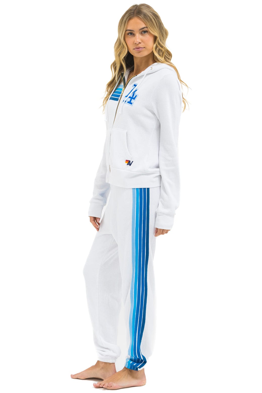 LOS ANGELES DODGERS 5 STRIPE SWEATPANTS - WHITE BLUE