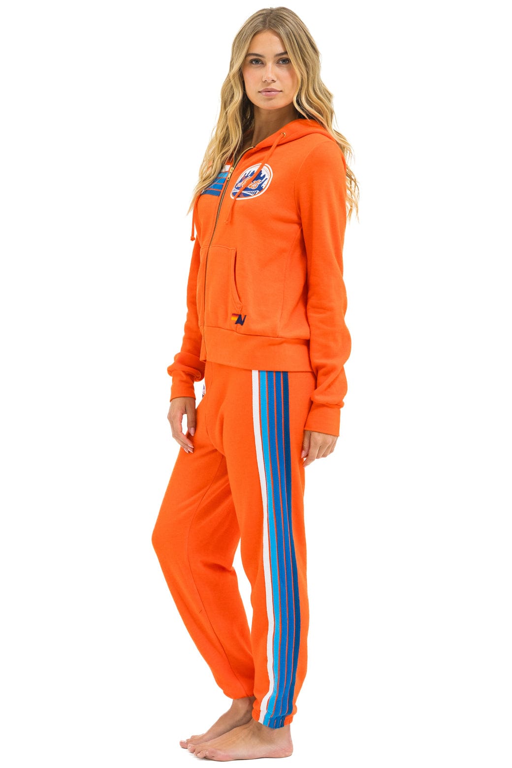 NY METS 5 STRIPE UNISEX SWEATPANTS - ORANGE BLUE