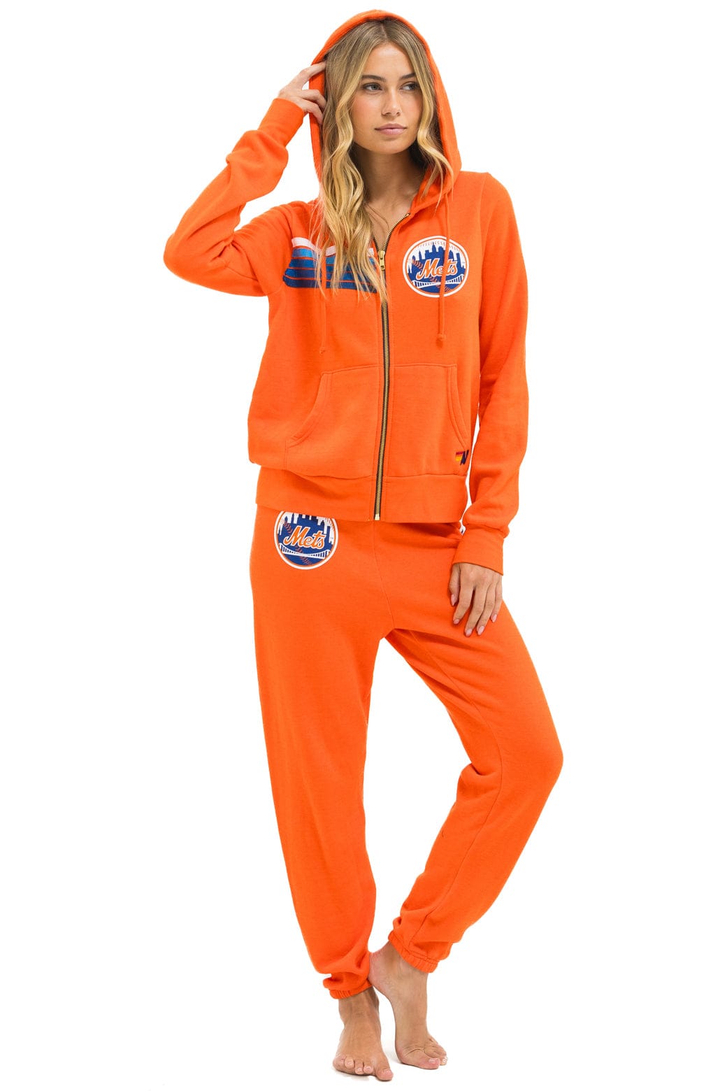 NY METS 5 STRIPE UNISEX SWEATPANTS - ORANGE BLUE